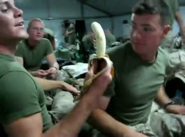 soldier deep throats banana